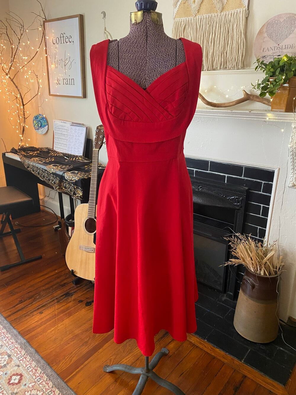 VIANLA 1940's Style Red Dress Size L